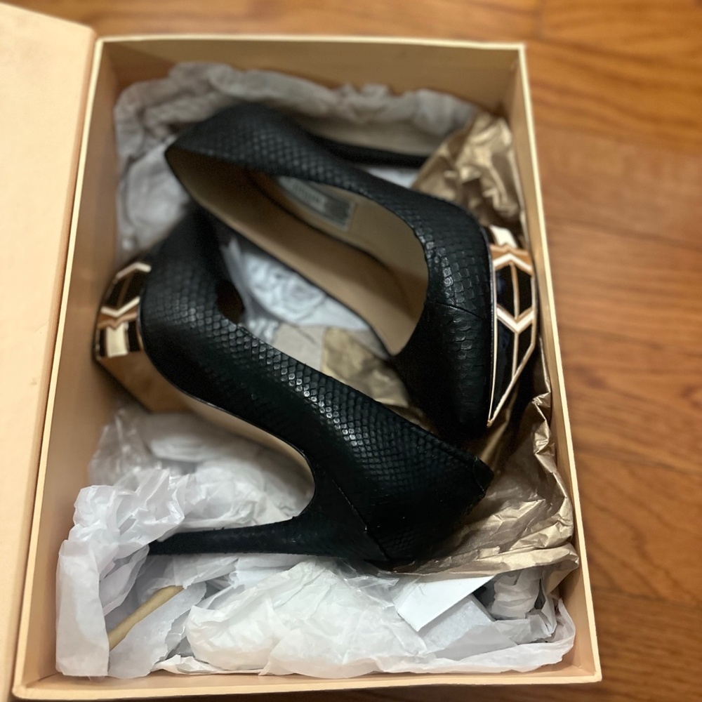Ivy kirzhner pyramid snakeskin platform pump